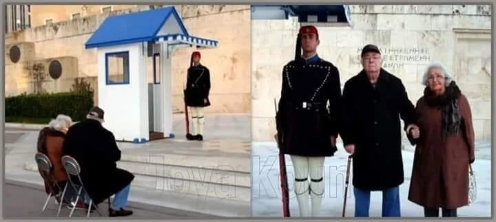 Συγκινητικό: Γιαγιά και παππούς έκατσαν να καμαρώσουν τον εγγονό τους που είναι εύζωνας